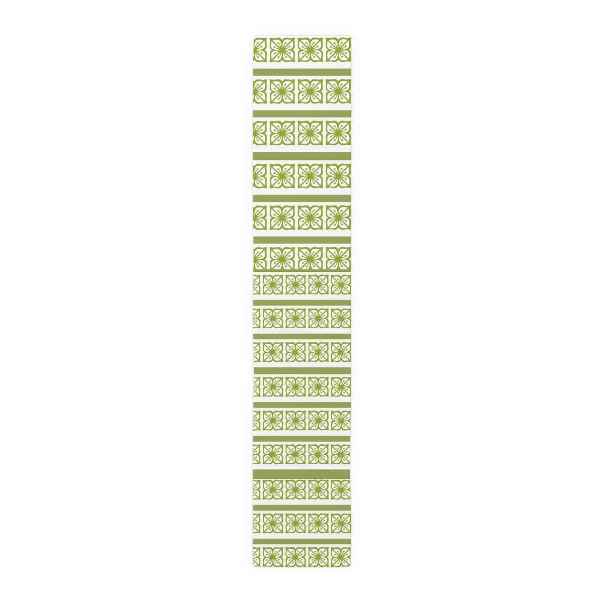 Verde Green, Scandi Block Flowers, Vintage Collector, Kitchen, Dining Room, Table Runner (Cotton, Poly) Home Decor 16" × 90" / Polyester