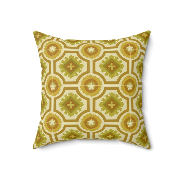 60's 70's Avocado, Verde Green, Golden Yellow, Retro, Nostalgic Linoleum Tile Pillow Insert And Cover