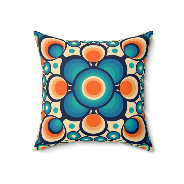 60's 70's Retro Pillows With Blue, Teal, Orange, Geometric Orbs, Mid Mod Home Decor Throw Couch, Bedroom Cushion, And Insert