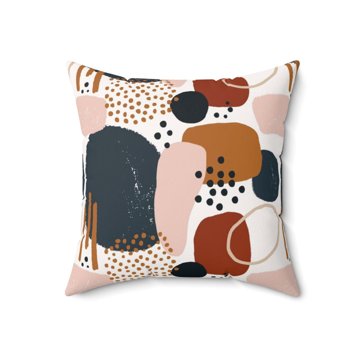 Abstract Rug, Watercolor, Geometric Boho, Navy Blue, Terracotta, Beige, Modern Retro Bohemian, Living Room, Bedroom Pillow And Insert Home Decor 18" × 18"