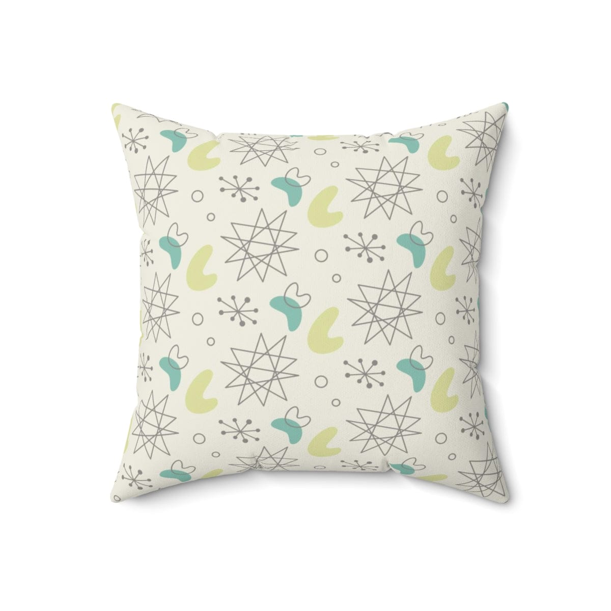 Mid Century Modern, Futuristic, Atomic Home Living, Retro, Boomerang, Creamy White, Green,Yellow, Gray MCM Pillow And Insert Home Decor 18" × 18"