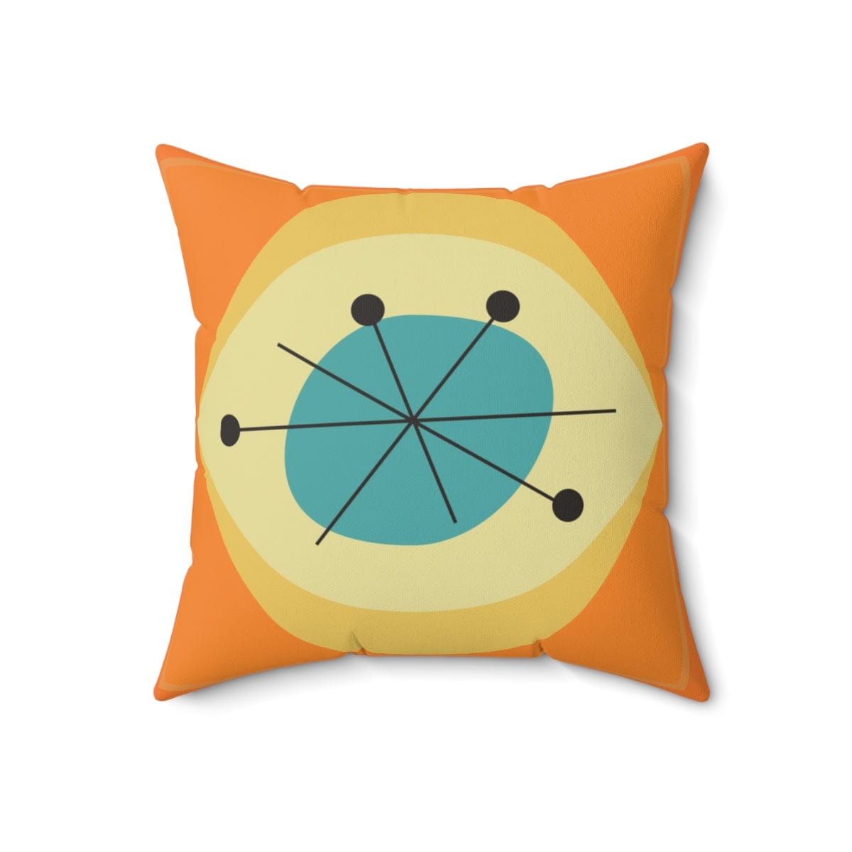 Mid Century Modern, Tri Orange, Yellow, Abstract Retro, MCM Home Decor Pillow And Insert Home Decor 18" × 18"