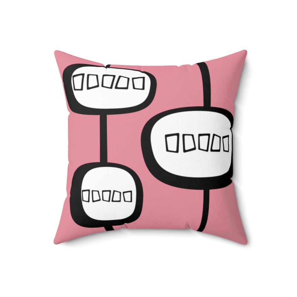 Mod, Mid Century Modern, Geometric, Pink, Retro MCM, Modernist, Minimalist Atomic Living Pillow Cushion And Insert Home Decor 18" × 18"