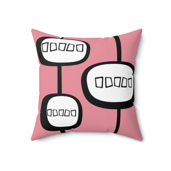 Mod, Mid Century Modern, Geometric, Pink, Retro MCM, Modernist, Minimalist Atomic Living Pillow Cushion And Insert