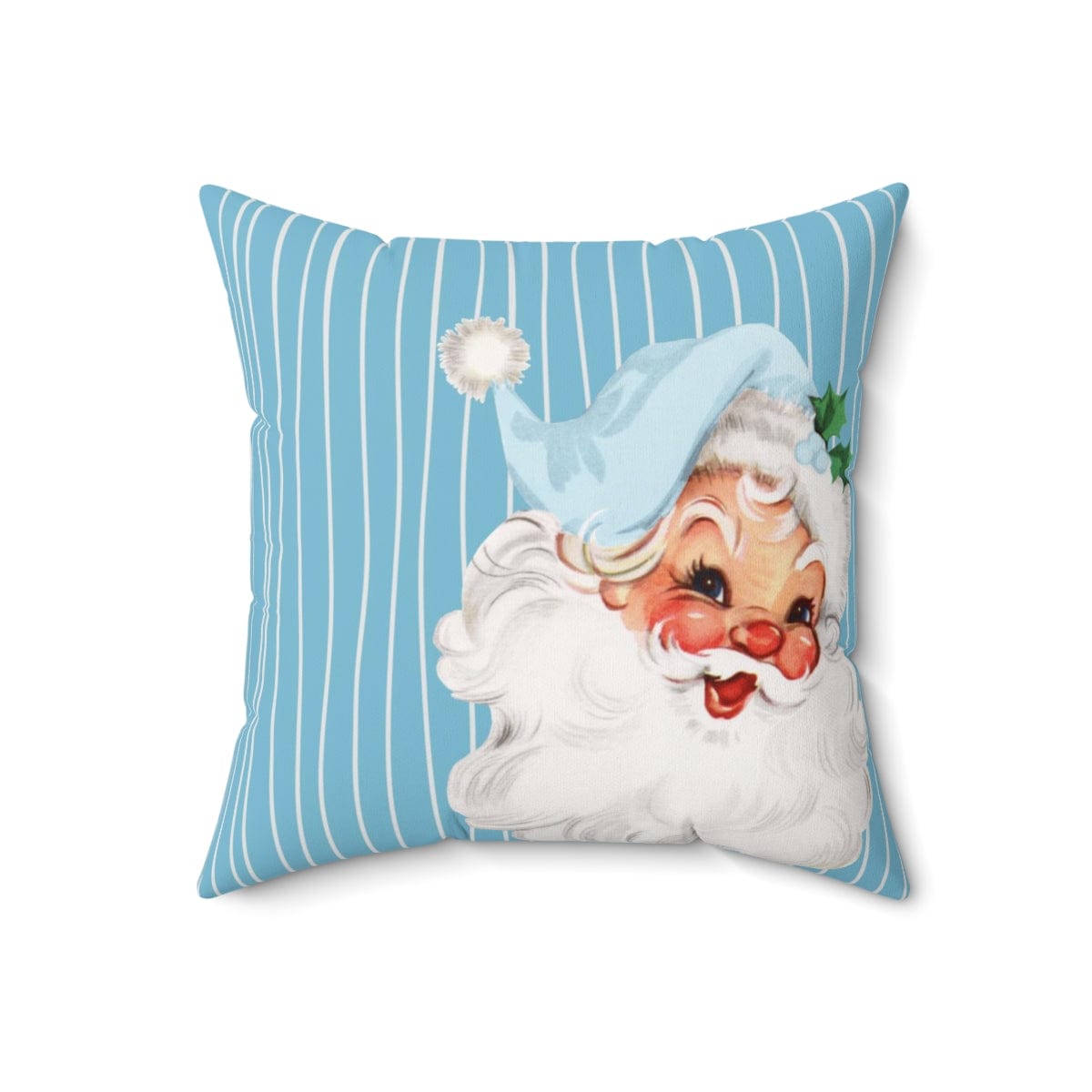 Vintage Smiling Santa, Mid Century Modern Christmas Pillow Cushion Case ONLY Home Decor 18" × 18"