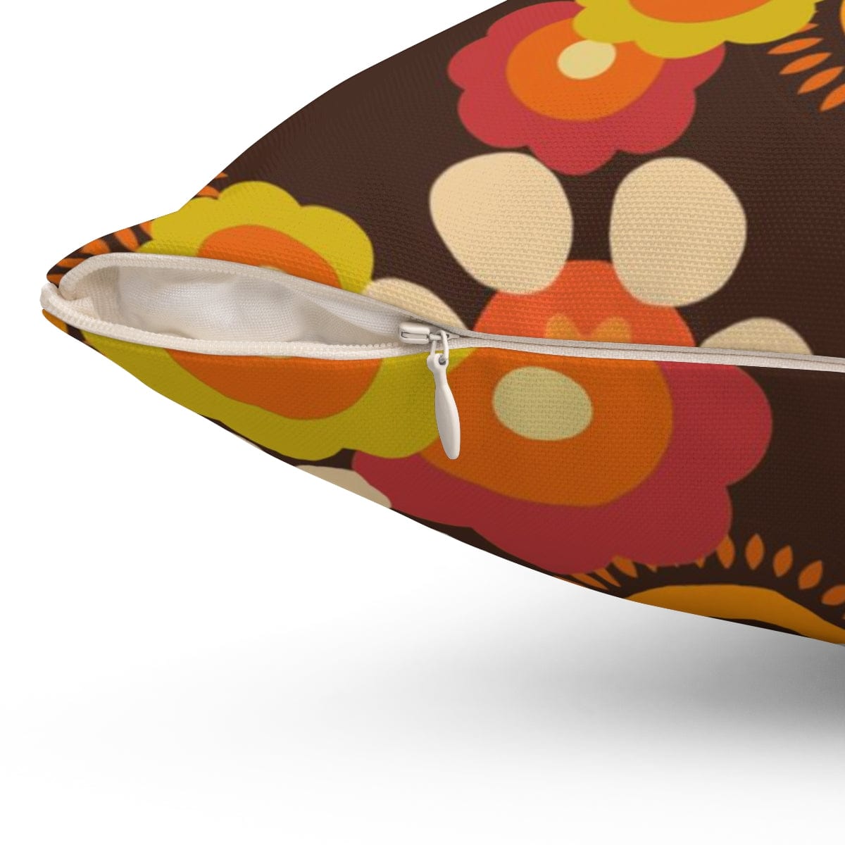 1960's, 1970's Groovy Flower Power, Hipster, Hippie Chic Mod Daisy Brown, Orange, Green Retro Throw Pillow And Insert Home Decor