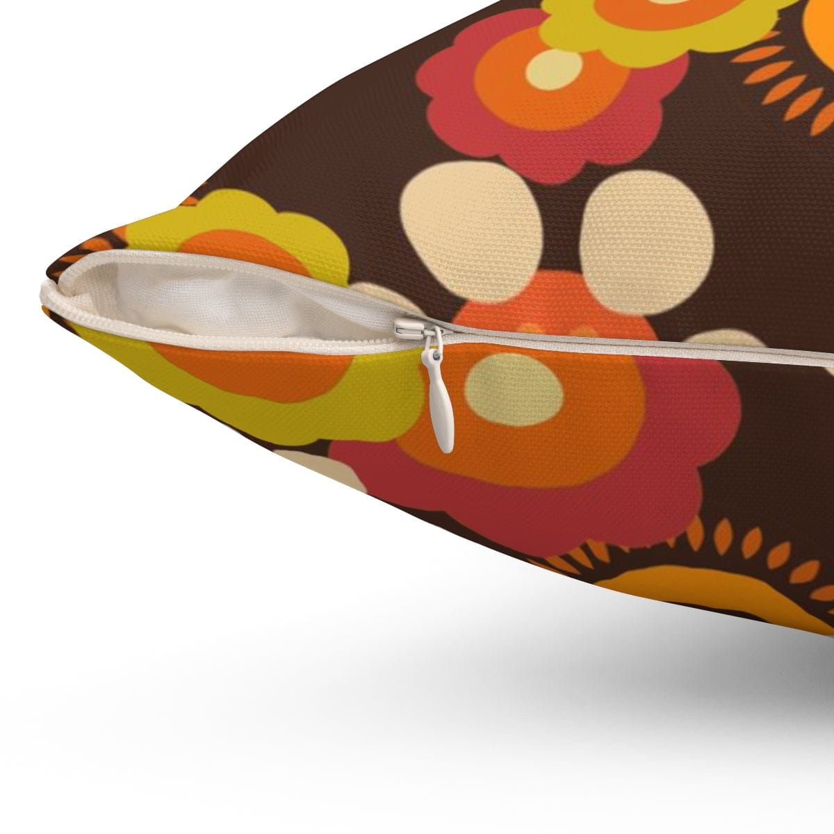 1960's, 1970's Groovy Flower Power, Hipster, Hippie Chic Mod Daisy Brown, Orange, Green Retro Throw Pillow And Insert Home Decor