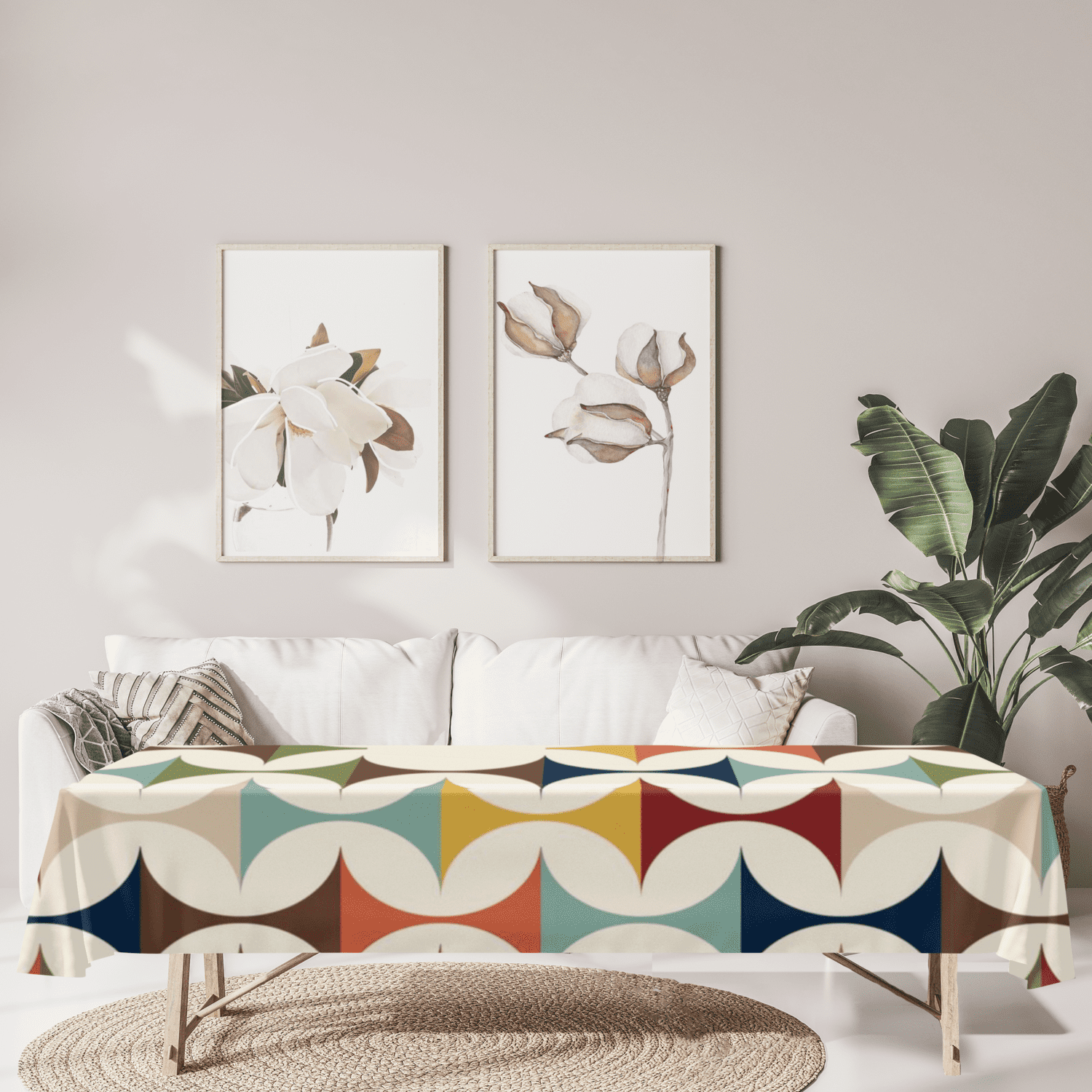Scandinavian Mid Century Modern Geometric Tablecloth - Mid Century Modern Gal