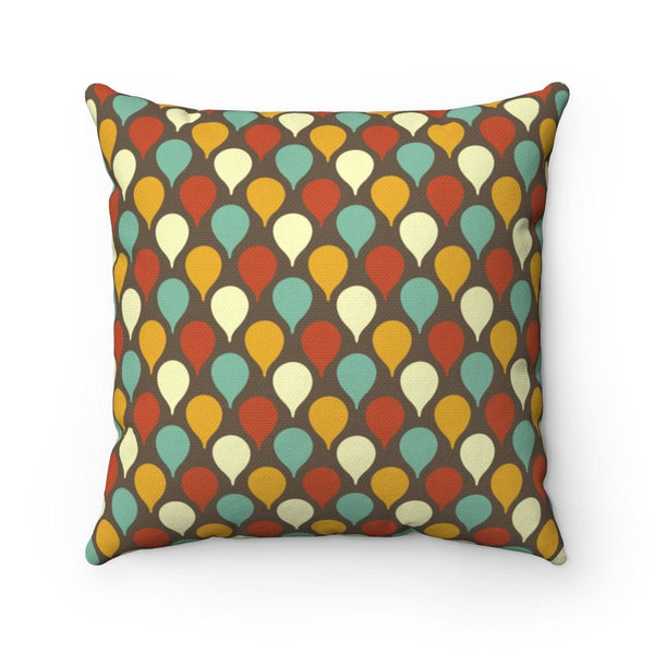 Mid Century Modern Geometric Brown, Aqua, Mustard Yellow, Burnt Red Mid Mod MCM Throw Pillow