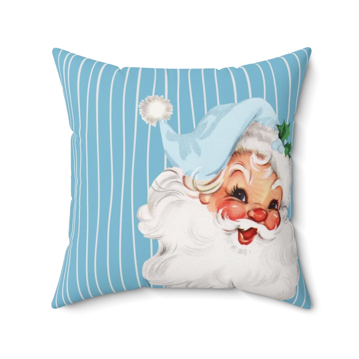Vintage Smiling Santa, Mid Century Modern Christmas Pillow Cushion Case ONLY Home Decor 20" × 20"