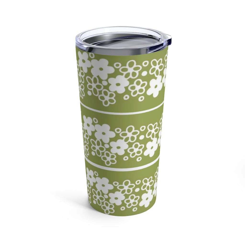 Vintage Green, 70's White Mod Daisy, Pyrex Lover, Tumbler 20oz Mug 20oz
