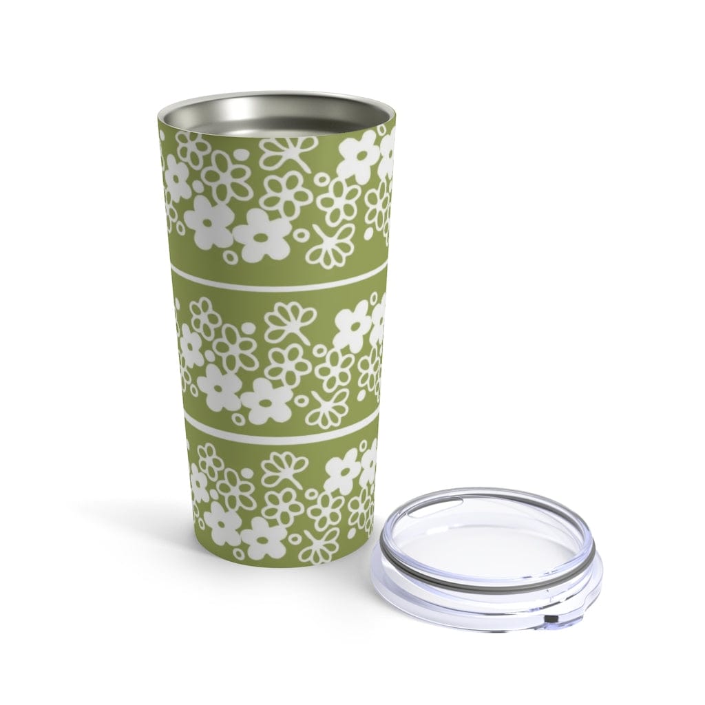 Vintage Green, 70's White Mod Daisy, Pyrex Lover, Tumbler 20oz Mug 20oz