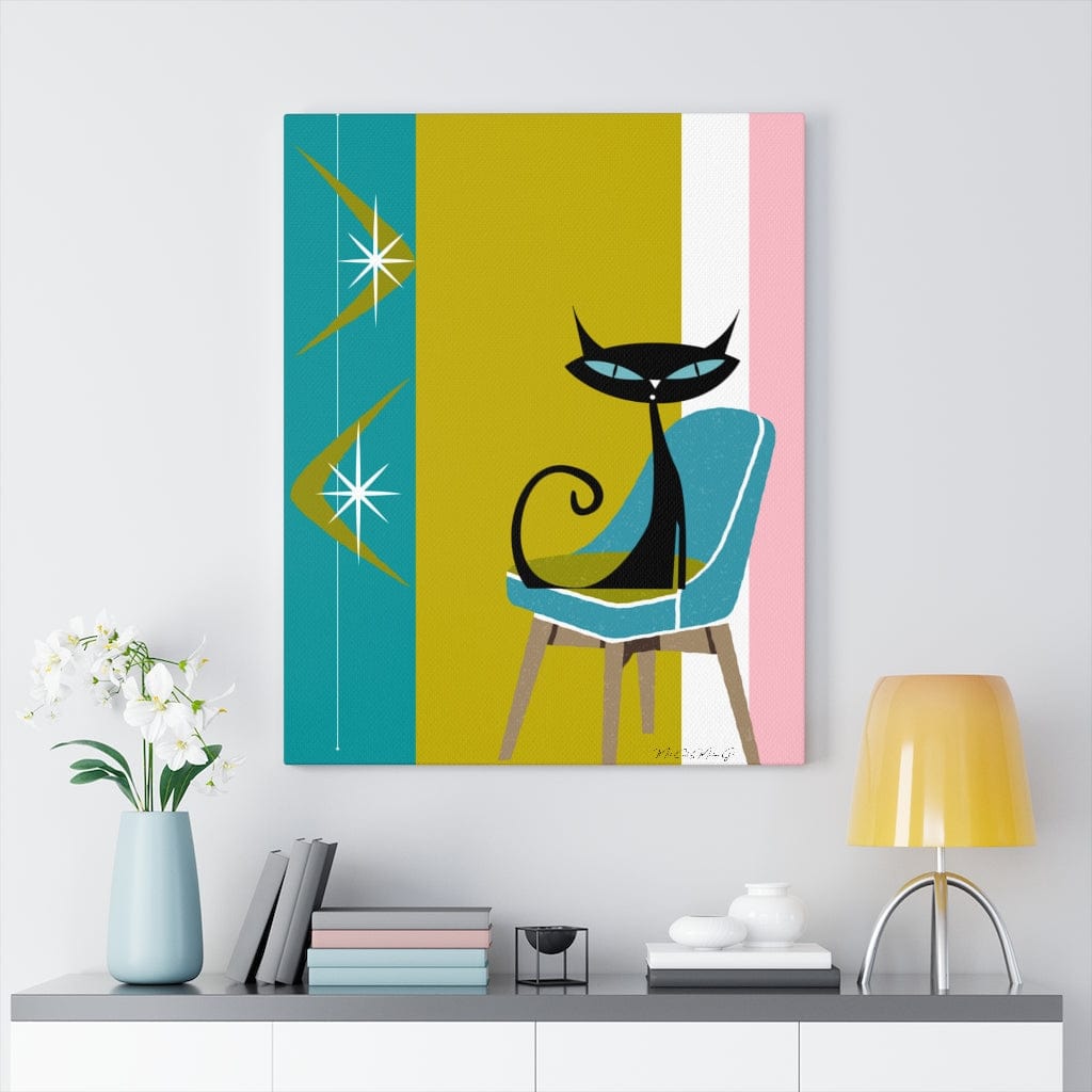 Atomic Cat Boomerang Green, Teal, Pink, White Retro 60&
