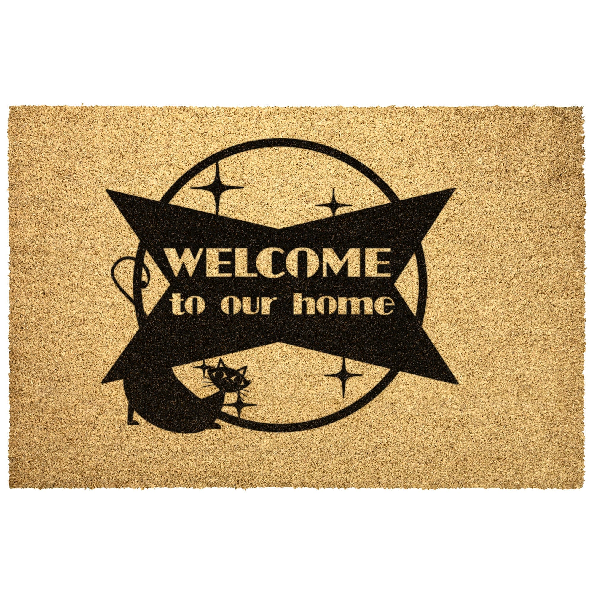 Mid Century Modern Welcome Mat, Atomic Cat Home Goods 24x16