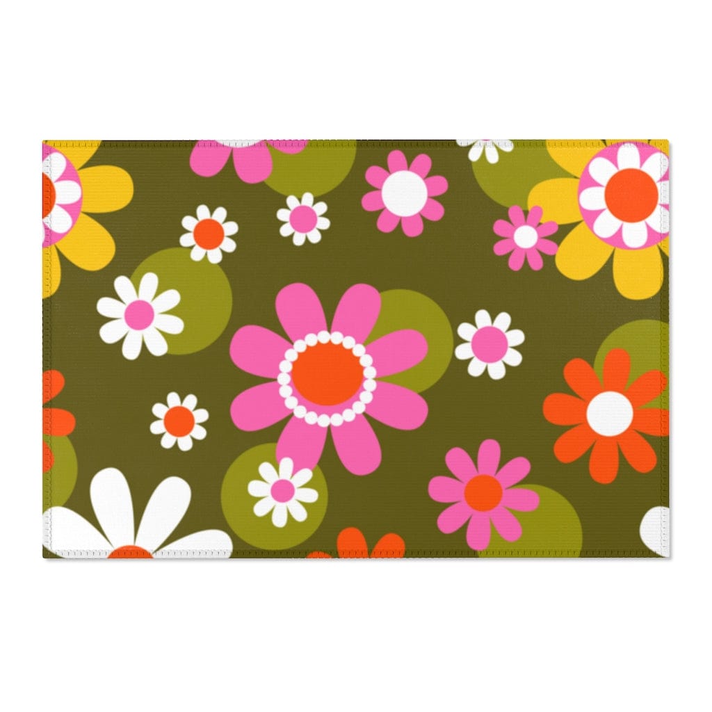 Groovy Green, Pink, Yellow, White Mod Flower Power Daisy 60&