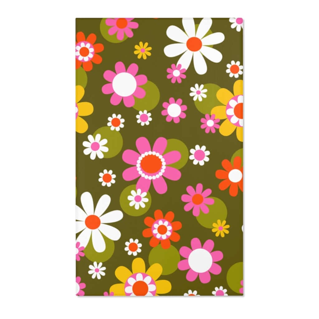 Groovy Green, Pink, Yellow, White Mod Flower Power Daisy 60&