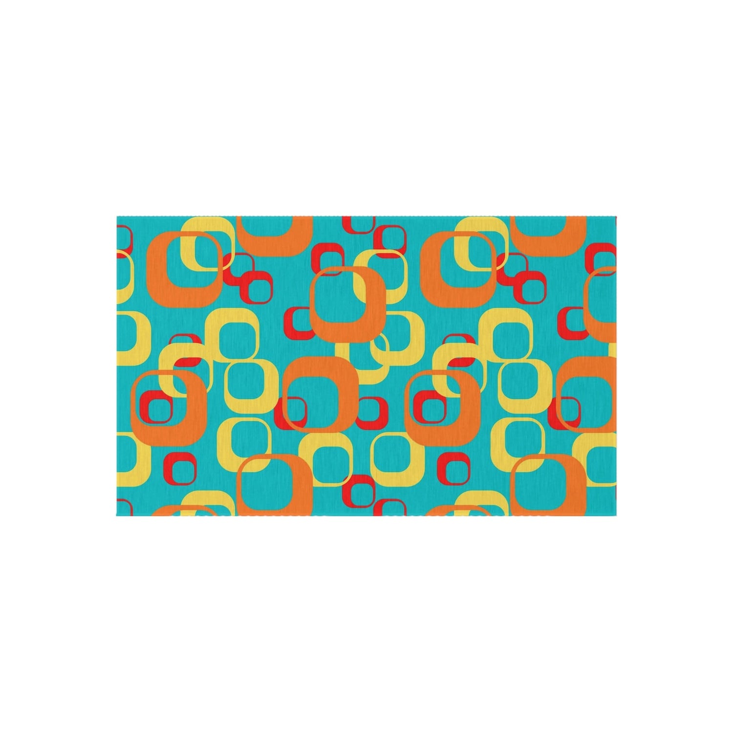 Mid Century Modern Aqua, Yellow, Red, Geometric, Retro Indoor, Outdoor Rug Home Decor 36" × 60"