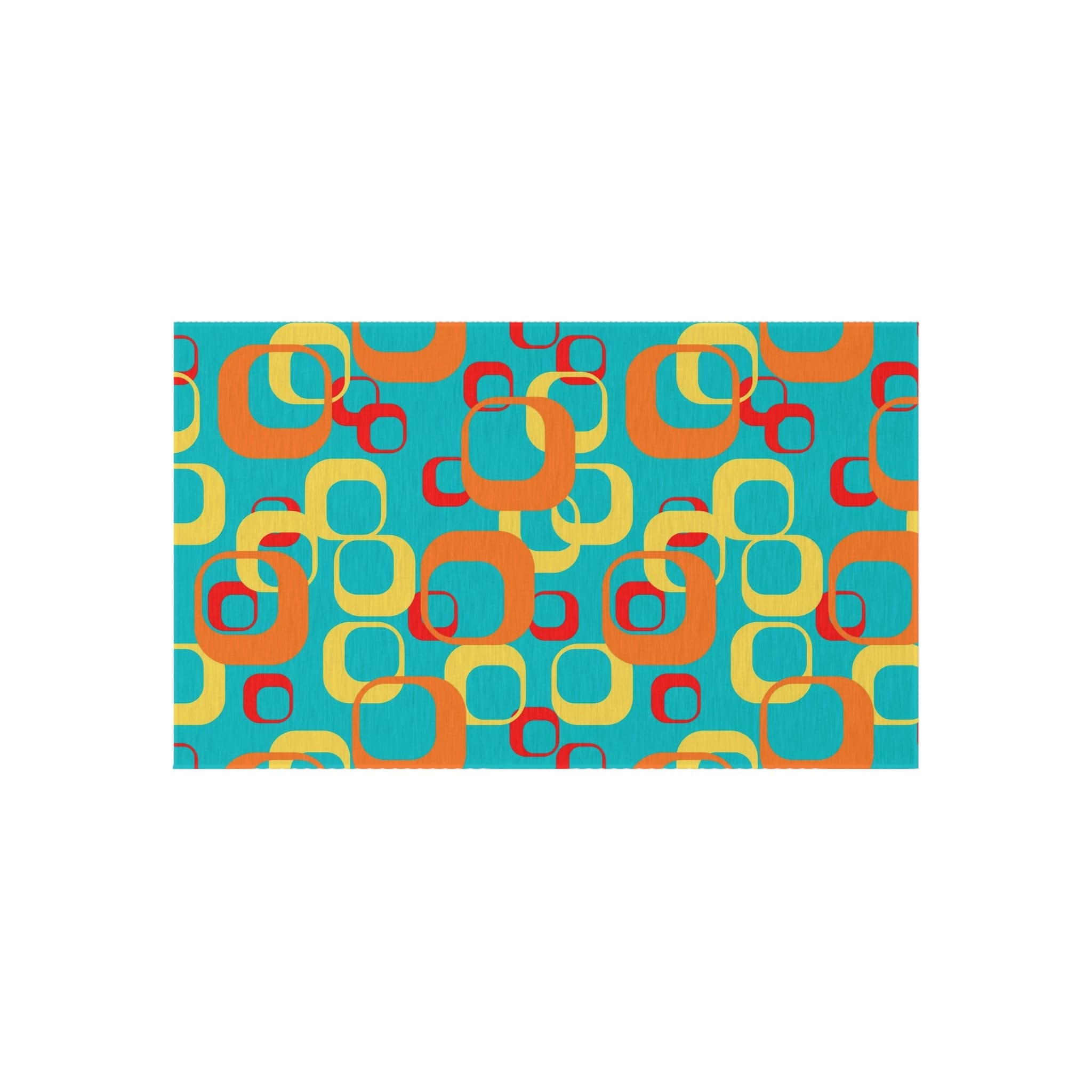 Mid Century Modern Aqua, Yellow, Red, Geometric, Retro Indoor, Outdoor Rug Home Decor 36" × 60"