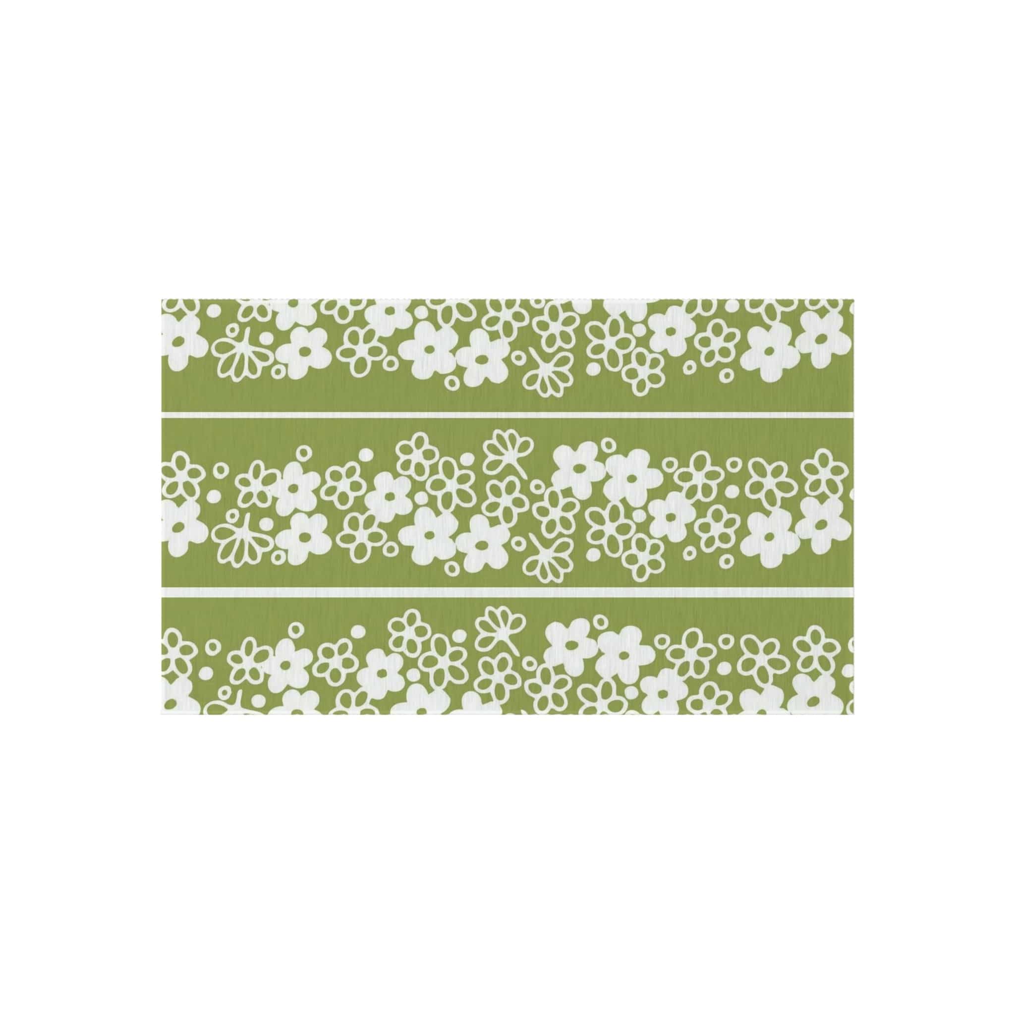 Mid Mod, Blossom Daisy, Retro Green, White, Indoor/Outdoor Large Area Rug Home Decor 36" × 60"