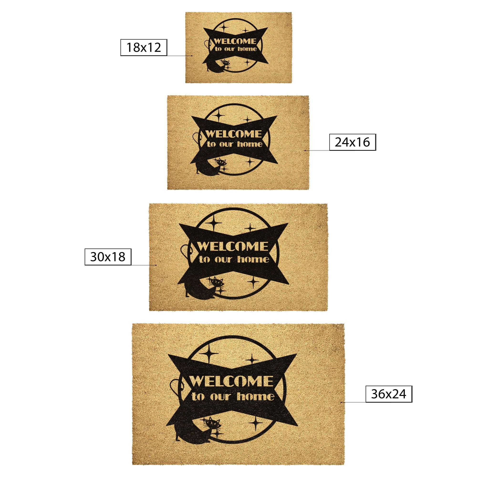 Mid Century Modern Welcome Mat, Atomic Cat Home Goods 36x24