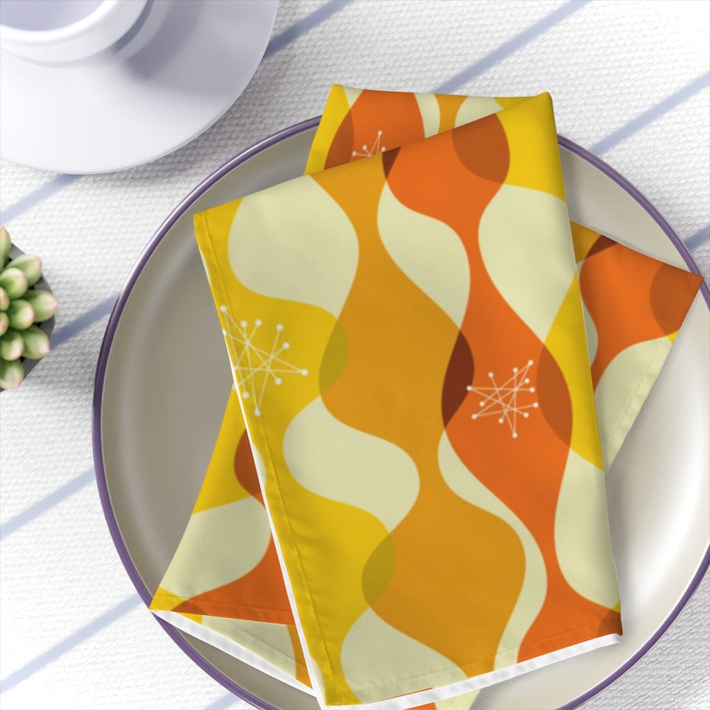 1950s Mid Century Modern Geometric Cloth Dinner Napkins - Set of 4