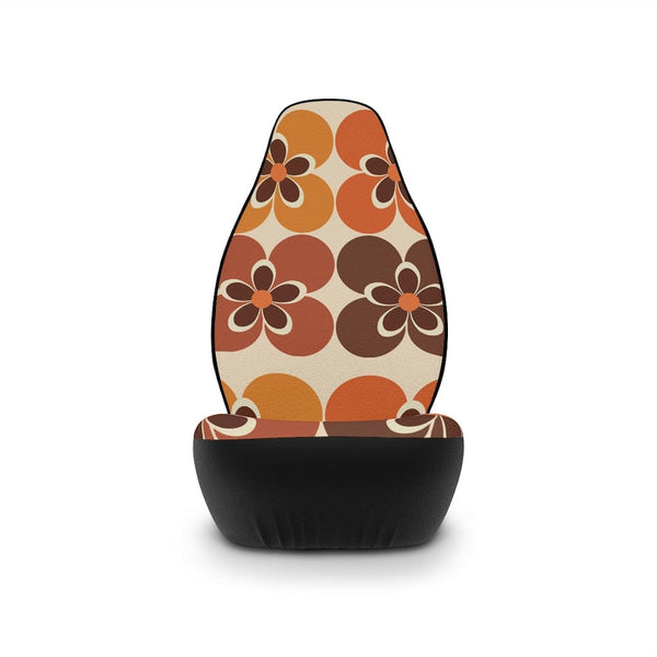 60's 70's Retro Boho, Mid Mod Daisy, Groovy, Flower Power, Hippie, Hipster, Beige, Orange, Brown, Mid Century Modern Car Seat Covers