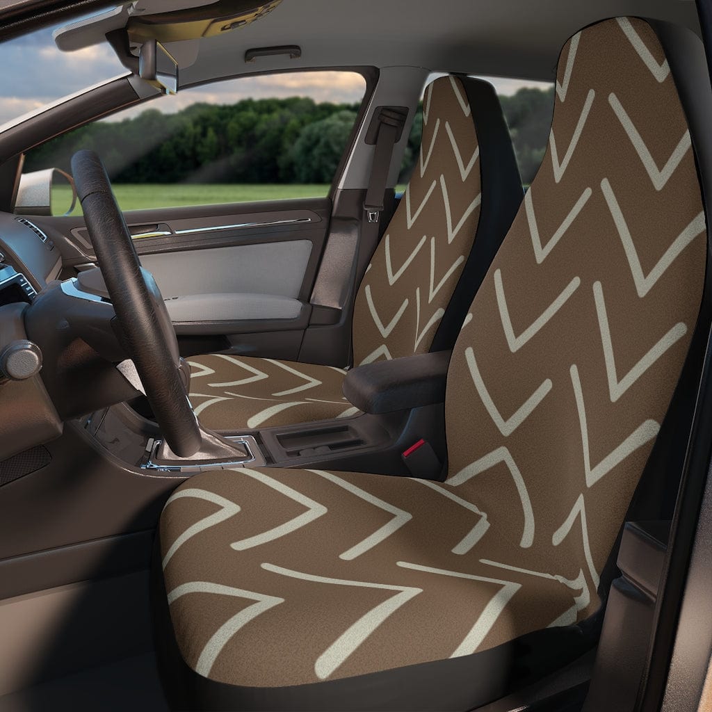 Boho Car Seat Covers, Mudcloth, Minimalist, Bohemian Aztec, Abstract Modern Retro, Bohemian, Mid Mod, MCM Car Seat Covers All Over Prints 48.03" × 18.50" / Black