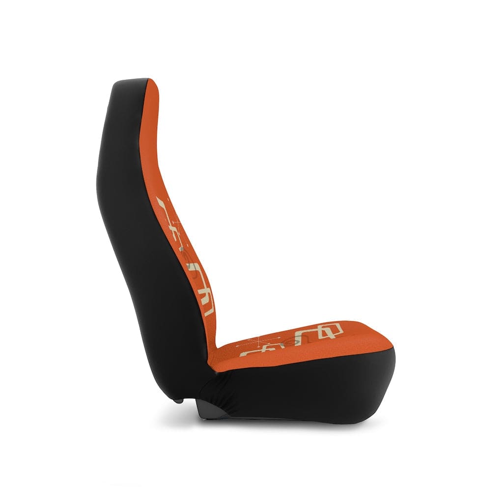 Mid Mod Atomic Cat, Black Cat Lovers, MCM, Retro Orange, Beige, Geometric Starburst, Mid Century Modern ,Car Seat Covers All Over Prints 48.03" × 18.50" / Black