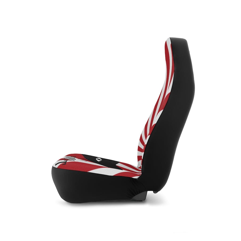Retro Car Seat Covers, Red, Funny Mod Cat, I See Your Butt 48.03" × 18.50" / Black