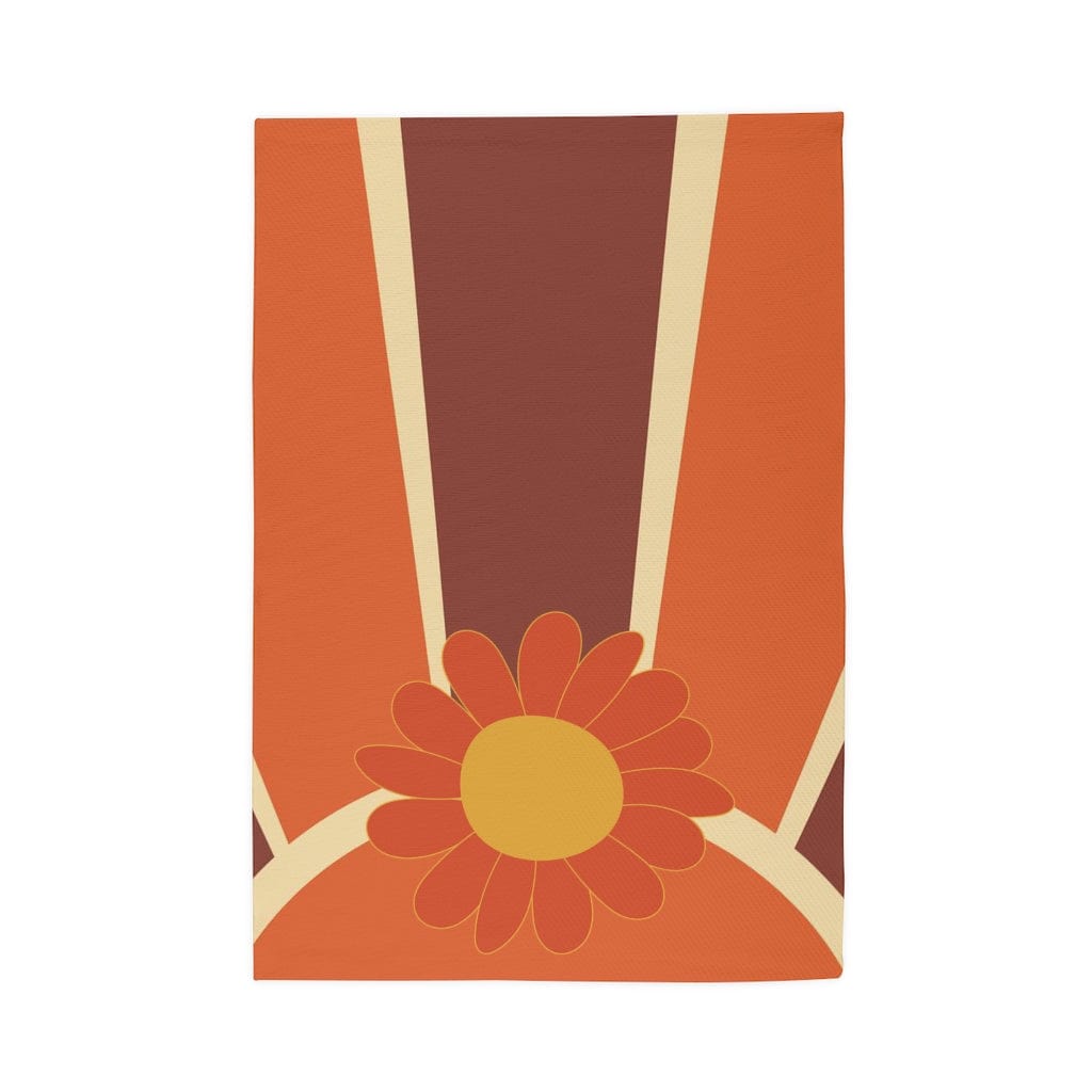 Retro 60's 70's. Mod Flower, Brown, Orange, Yellow, MCM Groovy Sunburst, Mid Century Modern Area Rug Home Decor 48" × 72"