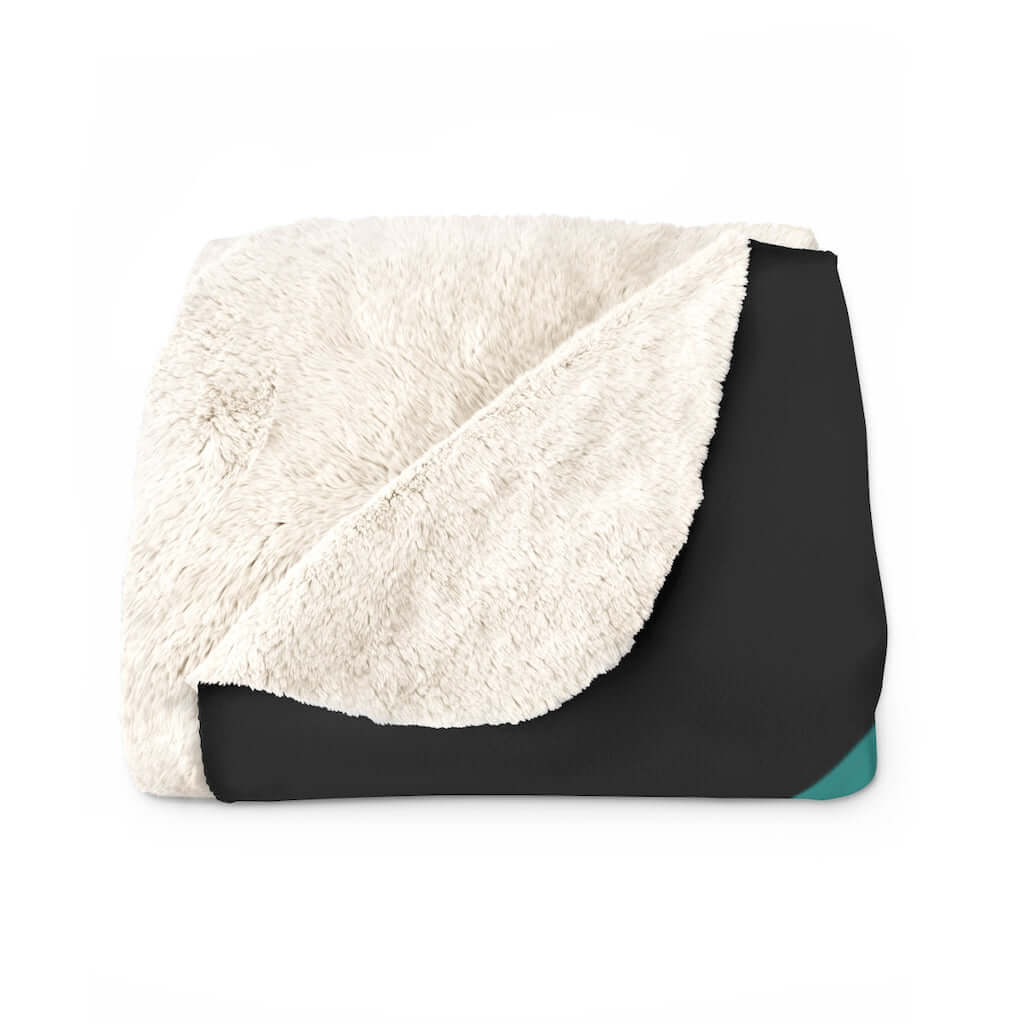 Mid Century Modern Abstract, Green, Black, Turquoise Retro MCM Home Decor Sherpa Fleece Blanket Home Decor 50" × 60"