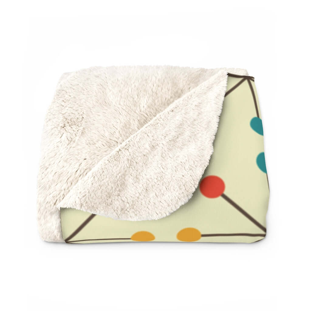 Mid Century Modern Atomic Clock Retro Color Sherpa Fleece Blanket Home Decor 50" × 60"