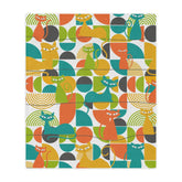 Mid Century Modern Blanket, Atomic Kitties, Geometric, Bold, Colorful, Orange, Teal, Yellow, Funky Fun, Kitsch Retro Bedroom, Office, Minky Blanket Home Decor 50" × 60" Mid Century Modern Gal