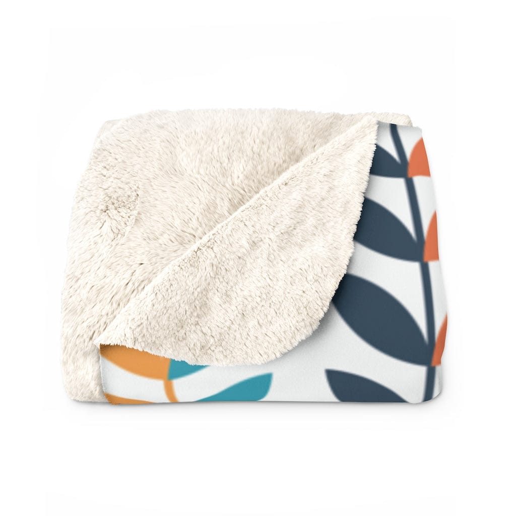 Mid Century Modern, Denmark Home Decor, Modern Danish, Scandinavian Flower, Sherpa Fleece Blanket Home Decor 50" × 60"