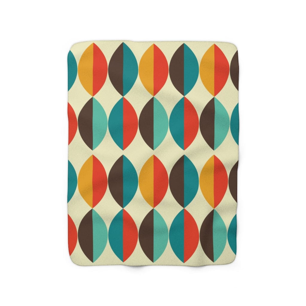 Mid Century Modern Geometric Sherpa Fleece Blanket Home Decor 50" × 60"