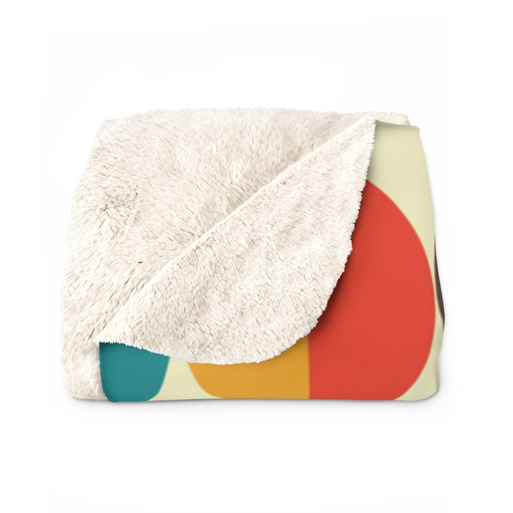 Mid Century Modern Geometric Sherpa Fleece Blanket Home Decor 50" × 60"