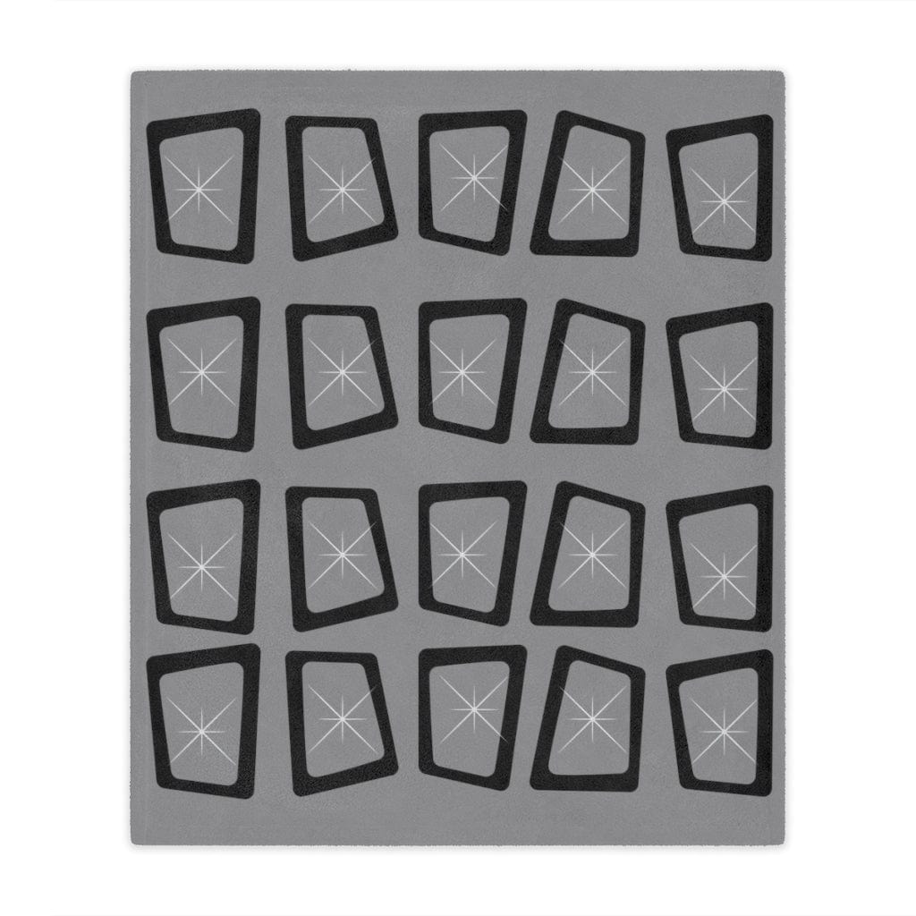 Mid Century Modern, Minimalist, Modernist, Gray, Atomic Mod Ages, Retro Geometric, Starburst MCM Minky Blanket Home Decor 50" × 60"