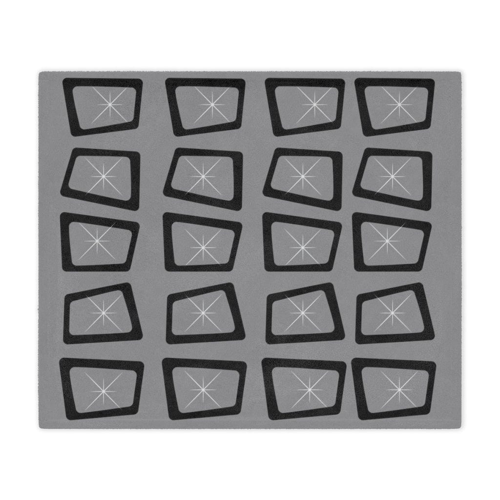 Mid Century Modern, Minimalist, Modernist, Gray, Atomic Mod Ages, Retro Geometric, Starburst MCM Minky Blanket Home Decor 50" × 60"