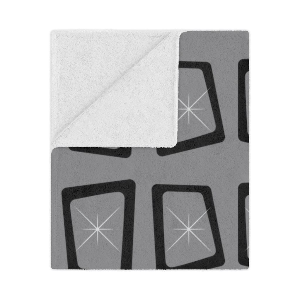 Mid Century Modern, Minimalist, Modernist, Gray, Atomic Mod Ages, Retro Geometric, Starburst MCM Minky Blanket Home Decor 50" × 60"