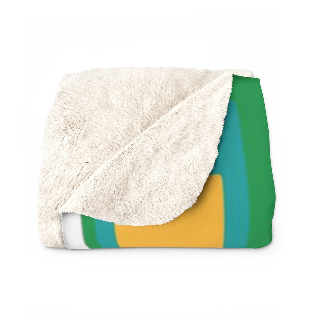Mid Century Modern Modern Geometric, FUNKY Fun, Googie, Blue, Green, Yellow, Pink, Red Mid Mod MCM Home Decor Cozy Sherpa Fleece Blanket Home Decor 50" × 60"