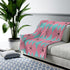Mid Mod, MCM Mid Century Modern, Retro Blanket Turquoise Blue, Pretty Pink, Atomic 50s, Harlequin Diamonds Velveteen THIN Plush Blanket All Over Prints 50" × 60"