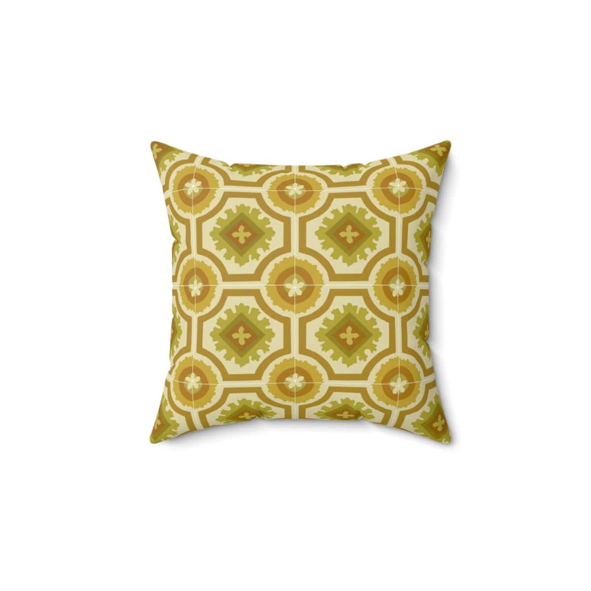 60's 70's Avocado, Verde Green, Golden Yellow, Retro, Nostalgic Linoleum Tile Pillow Insert And Cover Home Decor