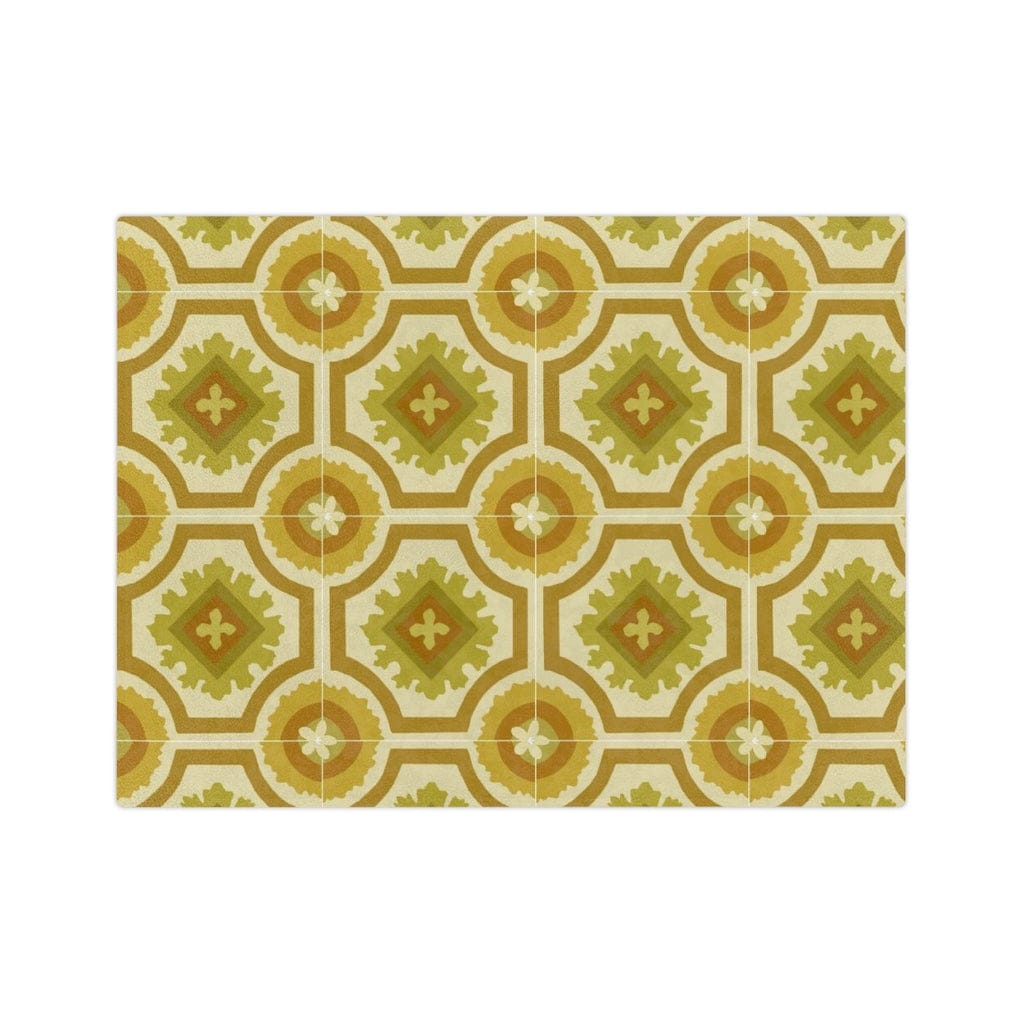 60's 70's Avocado, Verde Green, Golden Yellow, Retro, Nostalgic Linoleum Tile Velveteen Minky Blanket Home Decor