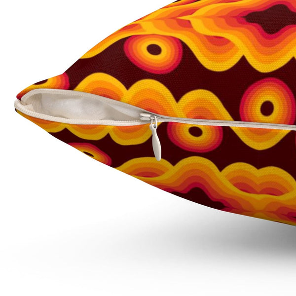 60's 70's Brown, Orange, Yellow Retro, Mid Mod, Groovy Abstract Hippie Pillow Cushion And Insert