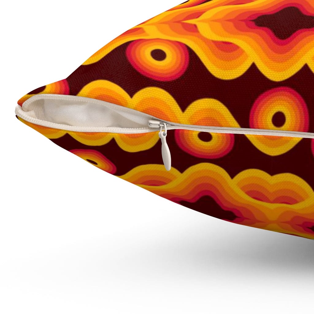 60's 70's Brown, Orange, Yellow Retro, Mid Mod, Groovy Abstract Hippie Pillow Cushion And Insert