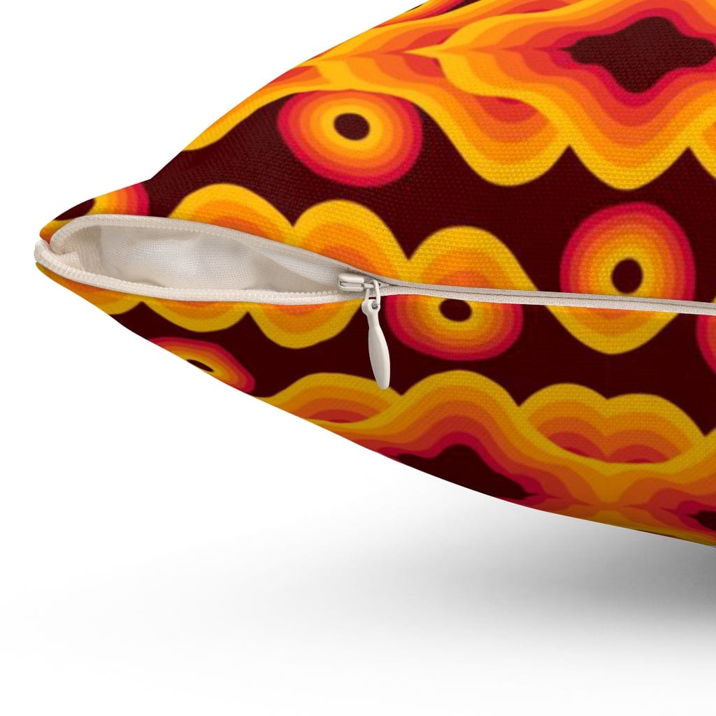 60's 70's Brown, Orange, Yellow Retro, Mid Mod, Groovy Abstract Hippie Pillow Cushion And Insert