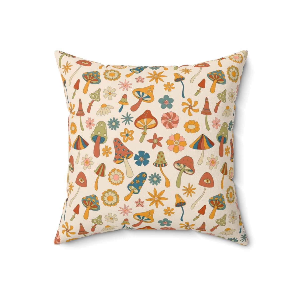 60's, 70's Vibes, Trippy, Mushroom, Groovy Flower Power Pillow And Insert Home Decor