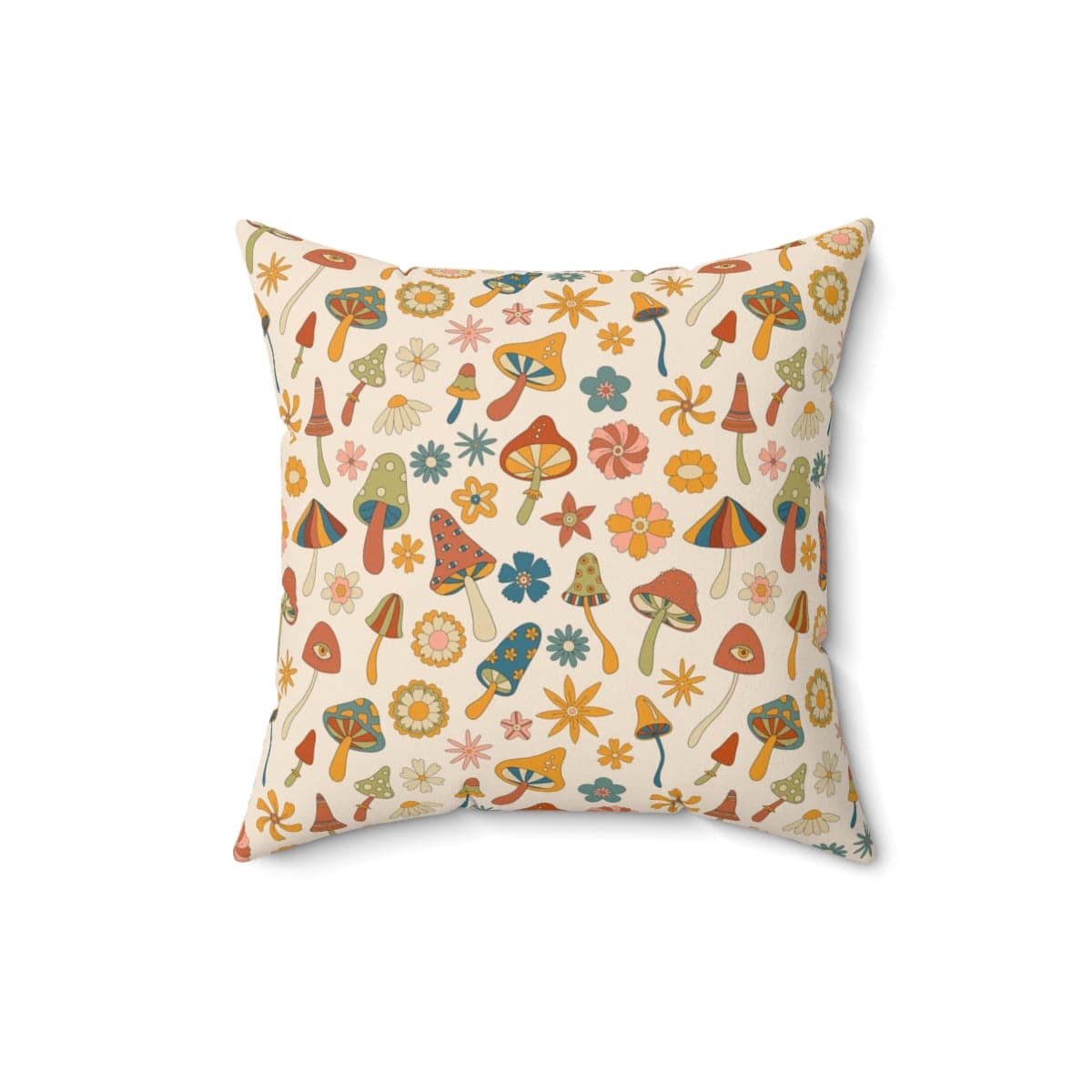 60's, 70's Vibes, Trippy, Mushroom, Groovy Flower Power Pillow And Insert Home Decor