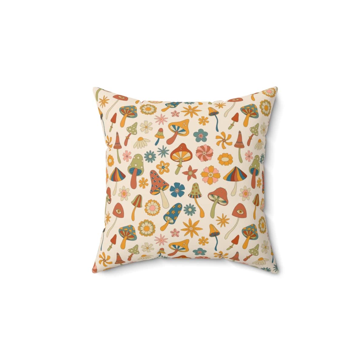 60's, 70's Vibes, Trippy, Mushroom, Groovy Flower Power Pillow And Insert Home Decor