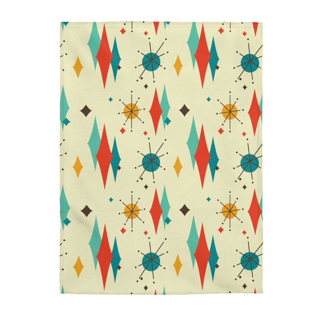 Retro Atomic Diamond Burst Mid Century Modern Atomic Age Vintage Home THIN Velveteen Plush Throw Blanket All Over Prints 60" × 80"